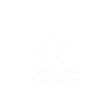 MIOLUXE logo white with black background